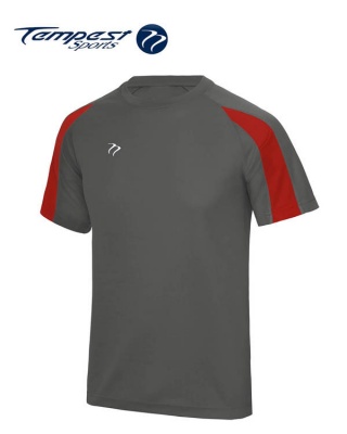 Tempest Lightweight Charcoal Grey Red Mens Training Shirt